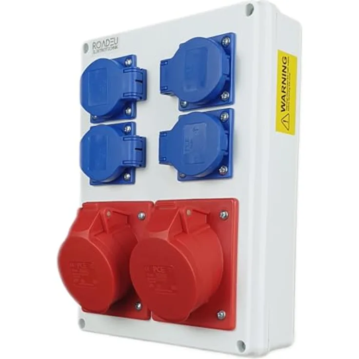 RoadEu - Steckdosenverteiler - 2x CEE 16A Steckdose mit 4x Schuko 230V, IP44, Europäische Komponenten