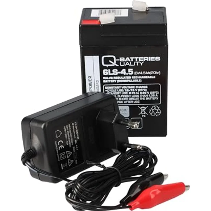 Akkuman.de Set - Bleiakku und Ladegerät - 6V 4,5Ah Q-Batteries Akku 0,6A Lader - Sicherheitstechnik, Brandmeldetechnik, Alarmtechnik – Bild 4