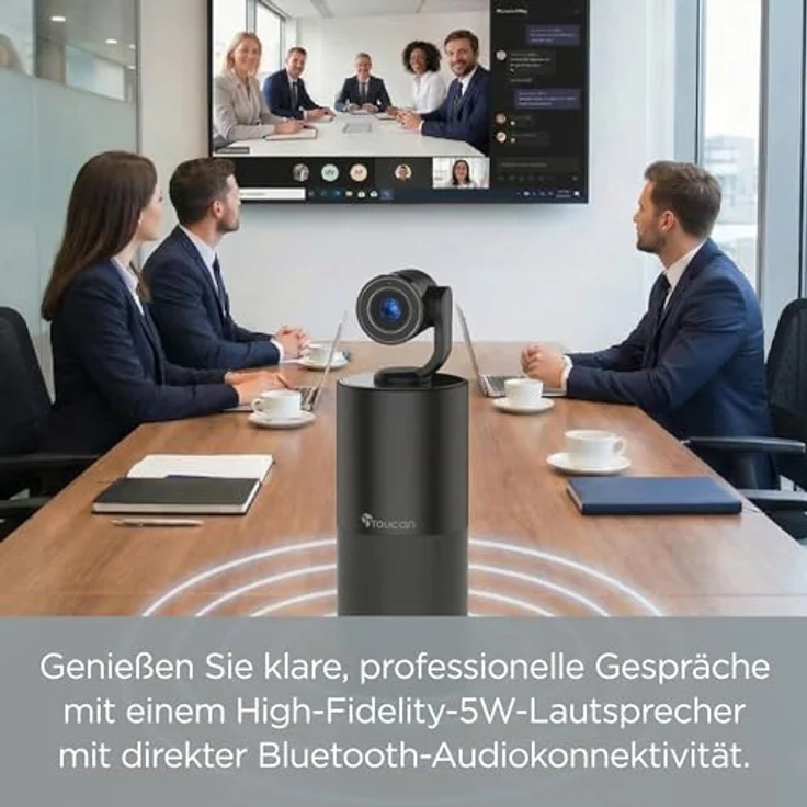 TOUCAN Connect Video Conference System - 1440p HD-Kamera, FHD, 5 W Lautsprecher, 4 Mikrofone mit Echounterdrückung - Webcam mit Mikrofon – Bild 6