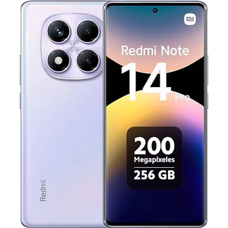 Xiaomi Redmi Note 14 Pro 4G Smart Phone 8GB+256GB 6.67-Inch Rhythm Eye Protection Fingerprint Unlock 50 Million Pixels Dual Card Dual Standby NFC Function, 45W Wired Fast Charging, Aurora Purple