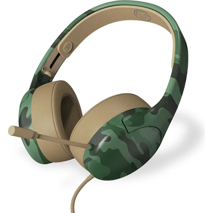 Qware Gaming Headset New Orleans, kabelgebundenes Headset mit flexiblem Mikrofon und 40mm Lautsprechern, grün camouflage