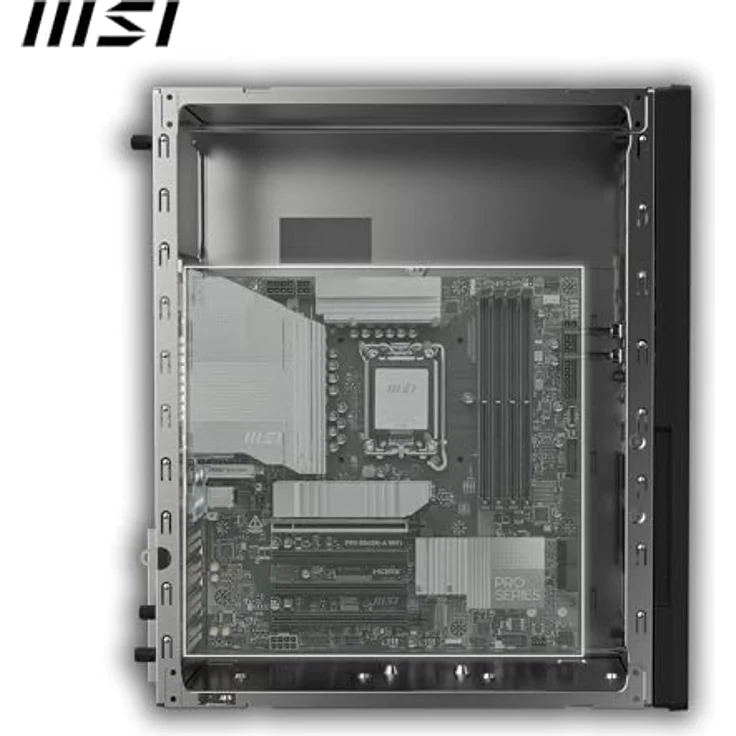MSI PRO SHIELD M100P, Midi-Tower PC-Gehäuse mit mattschwarzer Oberfläche, 1 vorinstallierter Lüfter, geeignet für Micro-ATX-Motherboards – Bild 4