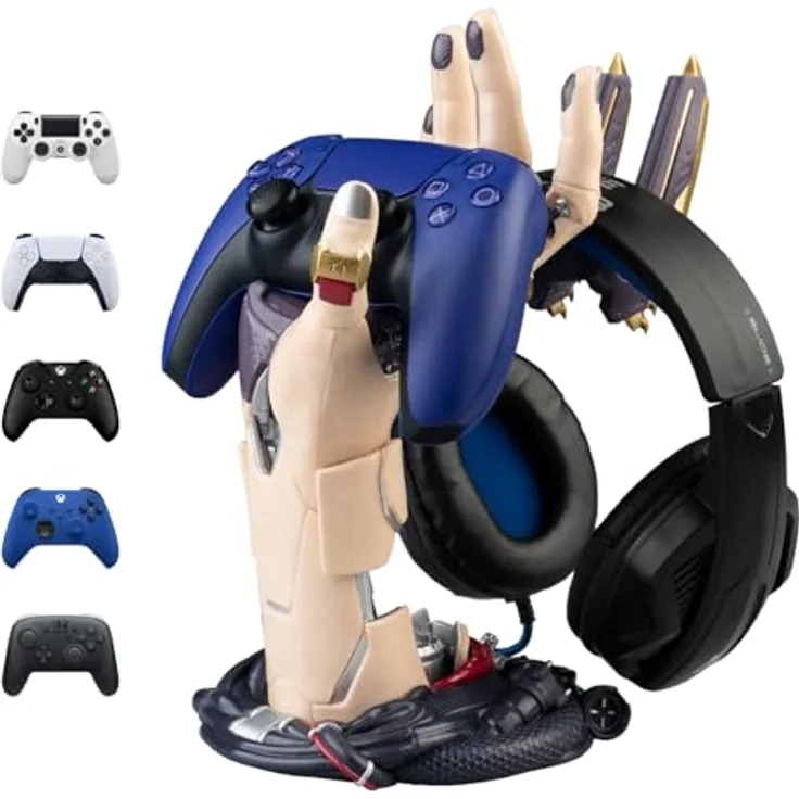 Grupo Erik Gaming Headset Halterung & Controller Halter Cyberpunk, universelle Kompatibilität für PS5, PS4, Xbox Series X/S, stabile und pflegeleichte Konstruktion, 16 x 20 x 27,5 cm