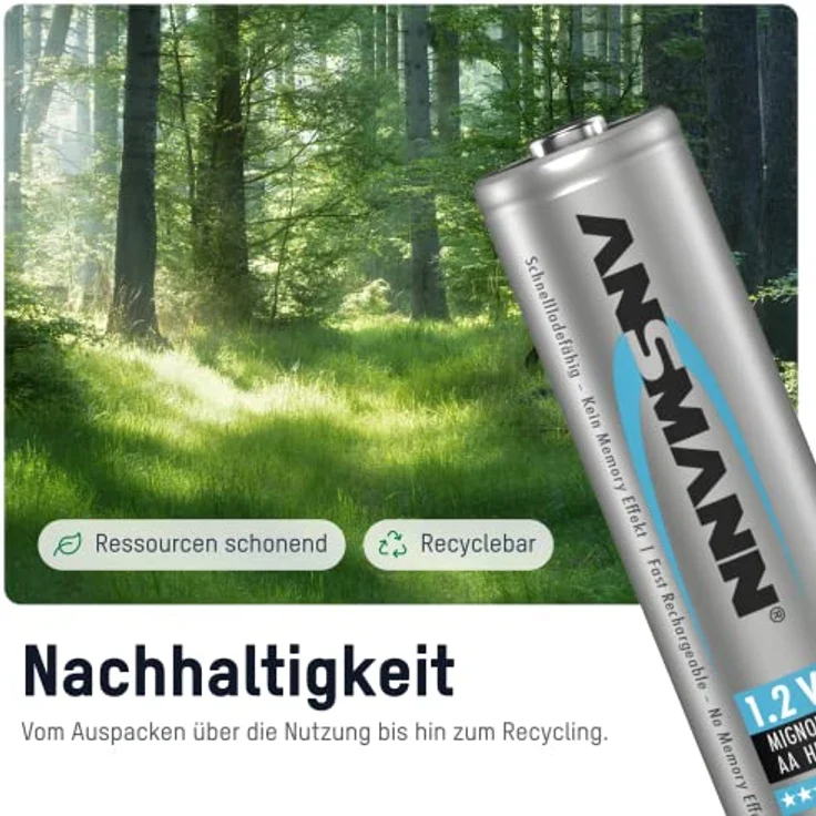 ANSMANN Akku AA Typ 2850mAh NiMH 1,2V - Mignon AA Batterien wiederaufladbar, mit hoher Kapazität ideal für hohen Strombedarf wie Kamera, Foto-Blitz, Taschenlampe, Controller (2 Stück) – Bild 3