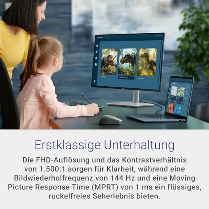 Dell 27 Plus Monitor S2725HSM, Full HD (1920x1080), 144Hz, IPS, 1ms MPRT, Höhenverstellbar, 99% sRGB, integrierte Lautsprecher, Weiß – Bild 2