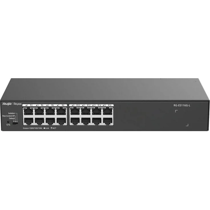 Ruijie 16-Port Gigabit Unmanaged Switch, Netzwerk Switch mit 16 Gigabit RJ45 Ports, Stahlgehäuse