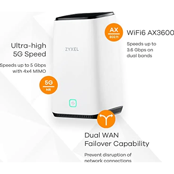 ZYXEL Zyxel 5G NR 4.67 Gbps Indoor Router | AX3600 WiFi 6 Router | Nebula Cloud Management | Teilen Sie WLAN mit 64 Geräten | Dual WAN failover [Nebula FWA510] – Bild 3