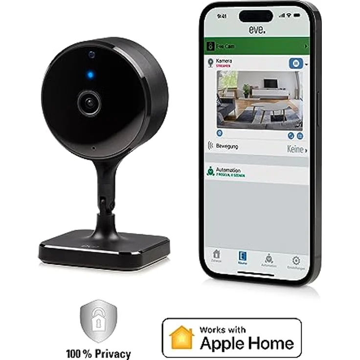 Eve Cam (2nd Gen)- Smarte Innenkamera, 1080p-Auflösung, WLAN, 100 Prozent Privatsphäre, HomeKit Secure Video, Mitteilung auf iPhone, Mikrofon und Speaker, Nachtsicht, Flexible Installation – Bild 2