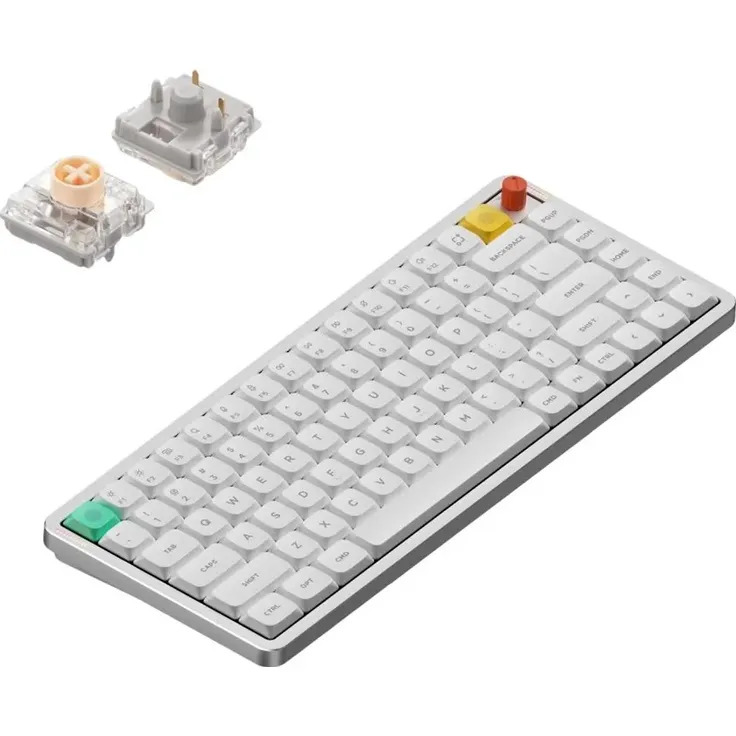 Nuphy Air75 V3 Kabellose Mechanische Tastatur Hot Swappable, 84 Taste 75% ANSI US Layout, Custom Low Profile, RGB LED, Gasket Mounted, Bluetooth/2.4GHz/USB-C, Weiß Blush nano