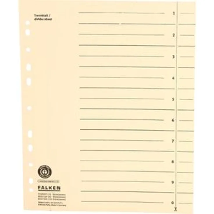 Falken Trennblätter 80001845, A4, chamois, 180g/m² Karton, 100 Stück