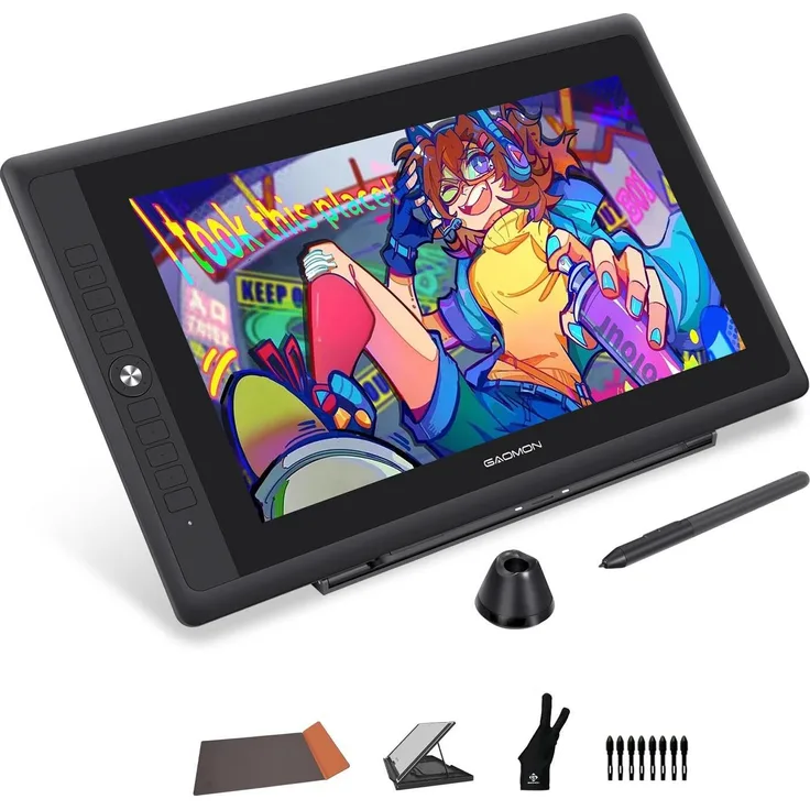 Gaomon PD156 PRO, Grafiktablett mit 15,6 Zoll Display, batterielose Technologie und programmierbare Tasten