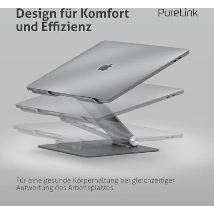 PureLink Vuelogic S100 höhenverstellbarer Laptop Ständer, Aluminium Notebookhalter mit Anti-Rutsch-Pads und Kühlung/Lüftung, Space Grey – Bild 4