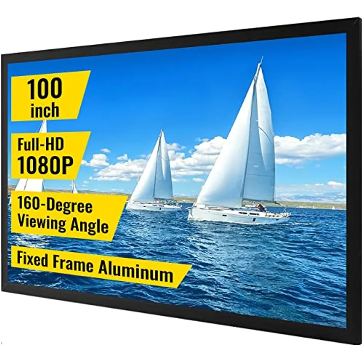 VEVOR Großer 110 Zoll HD-Projektionsbildschirm, 16:9 Projektor-Leinwand, 3D-Projektor-Bildschirm, Rahmen aus Aluminiumlegierung, großer Display-Bereich für Videoprojektoren im Freien und zu Hause