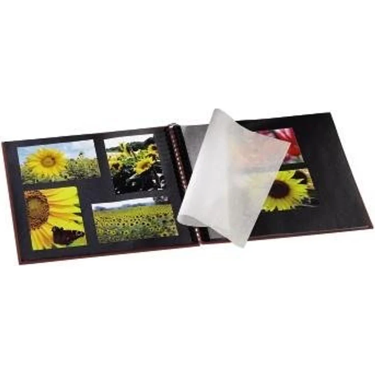 Hama Jumbo Fotoalbum, 36 x 32 cm, 50 schwarze Seiten, 25 Blatt, mit Ausschnitt für Bildeinschub, Fotobuch bordeaux – Bild 5