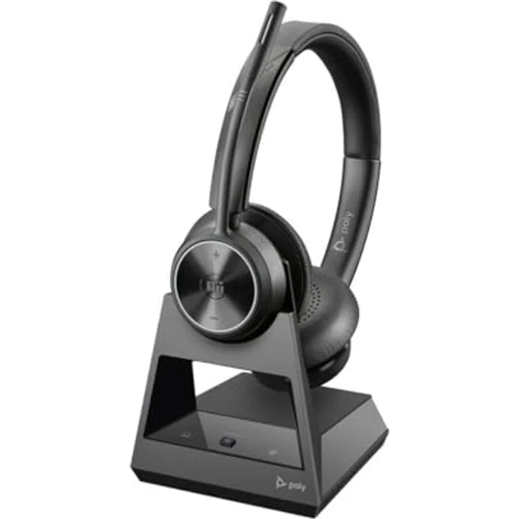 Poly Savi 7320 - Savi 7300 Series - Headset - On-Ear - DECT - kabellos - aktive Rauschunterdrückung - USB-A über DECT-Adapter - Schwarz - Zertifiziert für Microsoft Teams, UC-Zertifiziert