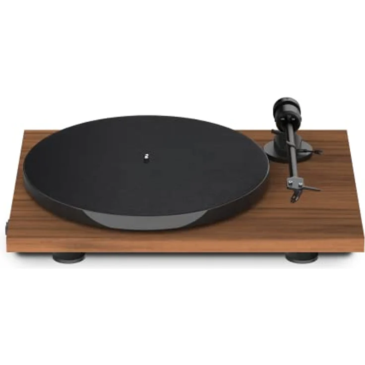 Pro-Ject E1 BT, Plug & Play Einsteiger Plattenspieler mit OM5e System, BT Sender, schaltbarer Phono Vorstufe und elektronischer Geschwindigkeitsänderung (Walnuss) – Bild 1