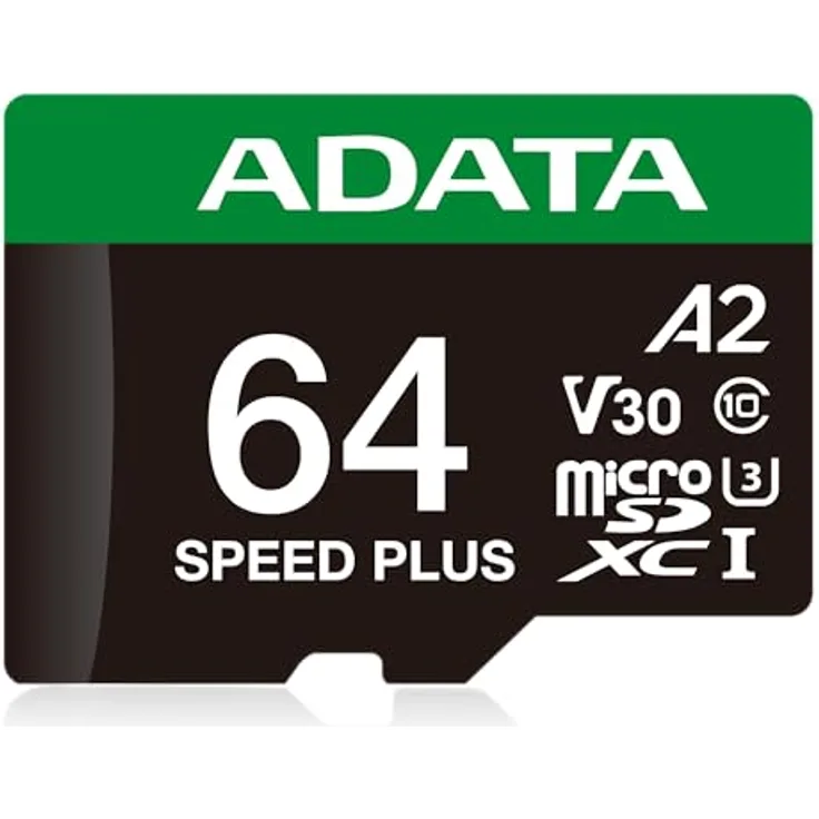 ADATA 64GB MicroSDXC UHS-I U3 V30 Speicherkarte, 160 MB/s Lesegeschwindigkeit, schwarz/grün/weiß