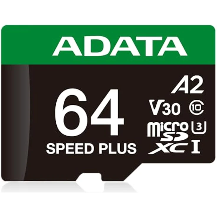 ADATA 64GB MicroSDXC UHS-I U3 V30 Speicherkarte, 160 MB/s Lesegeschwindigkeit, schwarz/grün/weiß – Bild 1