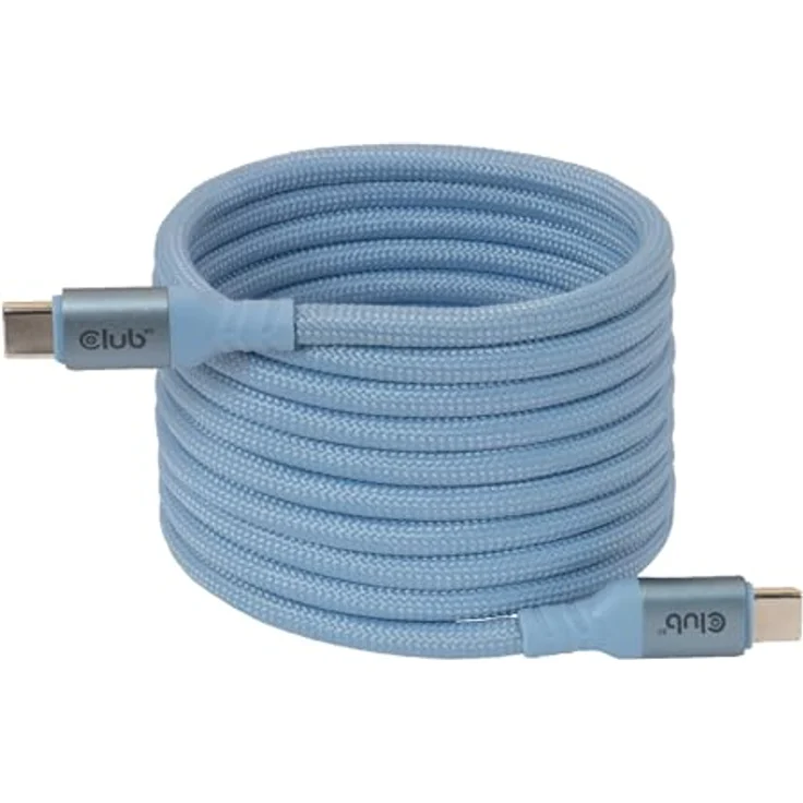 Club 3D USB Type C -> C Kabel, bi-direktional, 2 m, 240 W, blau, strapazierfähiger Nylon-Mantel – Bild 1