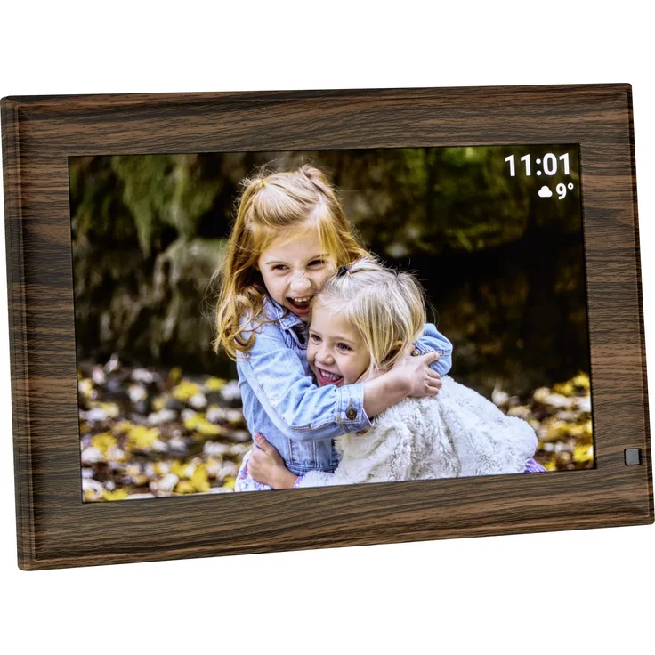 TFA FRAMEO (10.10"), Digitaler Bilderrahmen, Braun mit WLAN Übertragung und 10,1 Zoll LCD Display