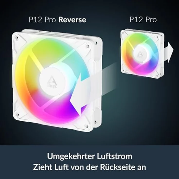 ARCTIC P12 PRO Reverse A-RGB, 120mm Gehäuselüfter mit hohem statischen Druck, weiß – Bild 3