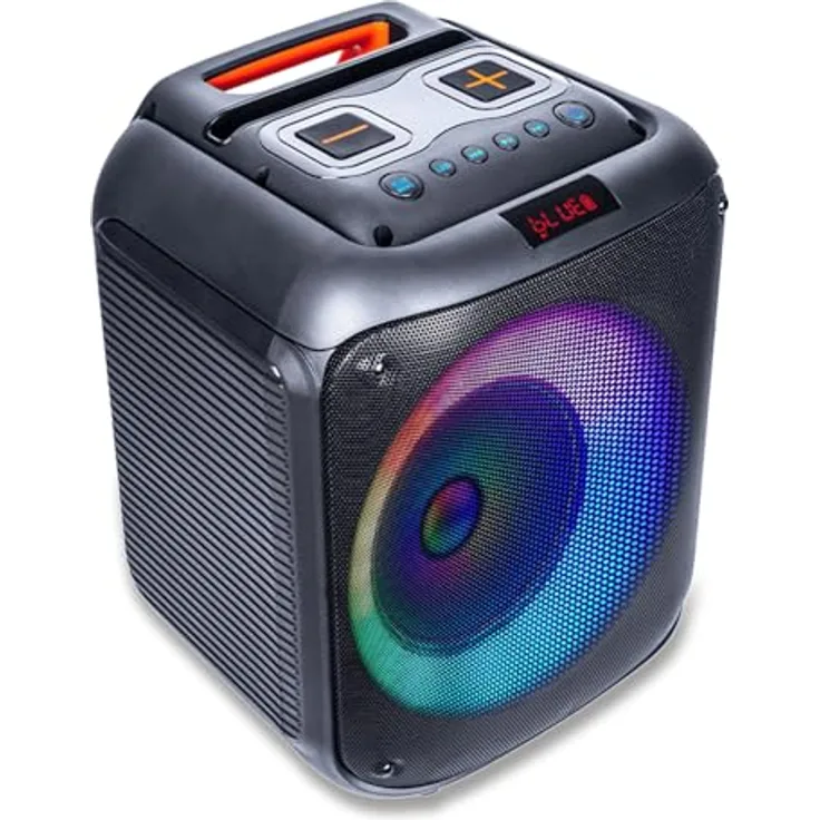 Fontastic Lizz Party-Lautsprecher Boxen Bluetooth, 60 W Soundbox, Karaoke Maschine mit Mikrofon, USB LED Leuchteffekten, Schwarz