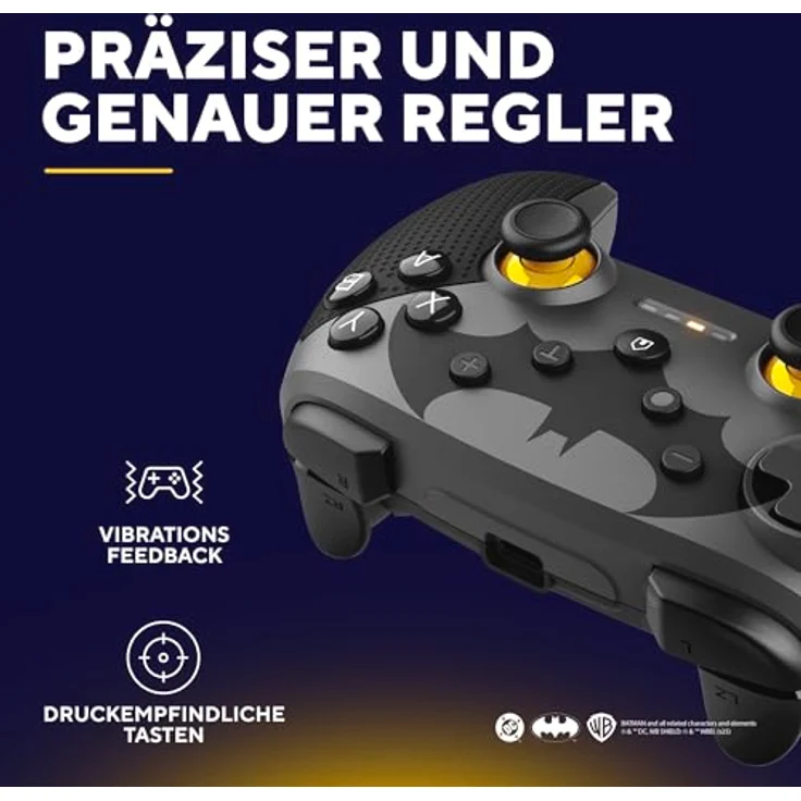 Trust MUTA Wireless Controller Batman, Multiplattform-Gaming Controller für PC, iOS, Switch und Android, gelb und schwarz, wiederaufladbar mit programmierbaren Tasten und Vibrationsfunktion – Bild 5
