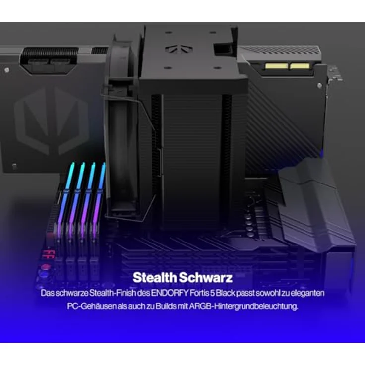 Endorfy Fortis 5 Black, Hochleistungs-CPU Kühler mit Fluctus 140 PWM-Lüfter und 6 Heatpipes, Schwarz – Bild 3