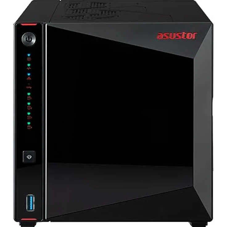Asustor AS5404T Nimbustor 4 Gen2-4 Bay NAS Netzwerkspeicher Gehäuse, Quad-Core 2,0GHz CPU, 4xM.2 NVMe SSD Steckplätze, 2x2,5GbE Anschlüsse, 4GB DDR4 RAM, Gaming-Inspirierten NAS – Bild 5