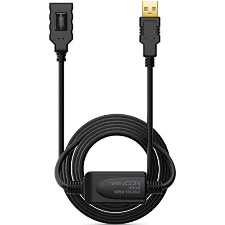 deleyCON 15m Aktives USB 2.0 Kabel, Verlängerung mit Signalverstärker für PC, Drucker und Scanner, schwarz – Bild 3