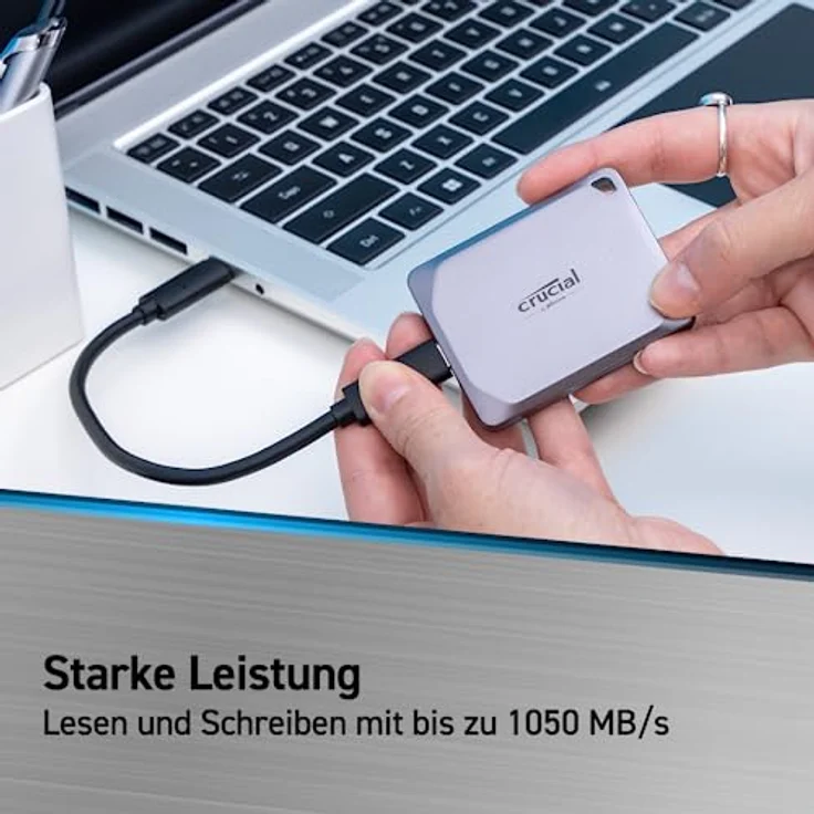 Crucial X9 Pro Portable SSD, USB 3.2 Gen2 USB-C-auf-USB-C-Kabel (10 Gb/s), Schnellanleitung – Bild 2