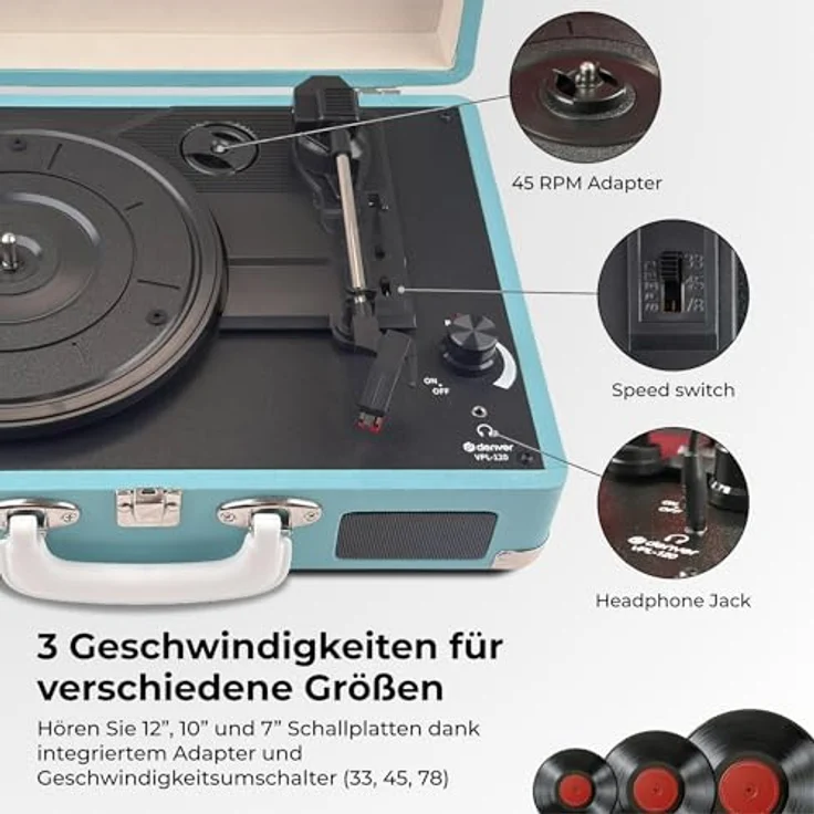 Denver Plattenspieler in blau (VPL-120) – Bild 5
