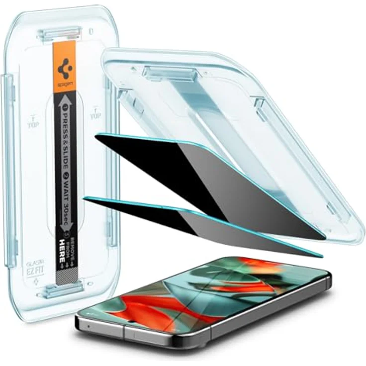 Spigen Glas.tR EZ Fit Sichtschutz Schutzfolie für Google Pixel 9 Pro XL, 2 Stück, Privacy Schutz, kratzfest, 9H Härte – Bild 1