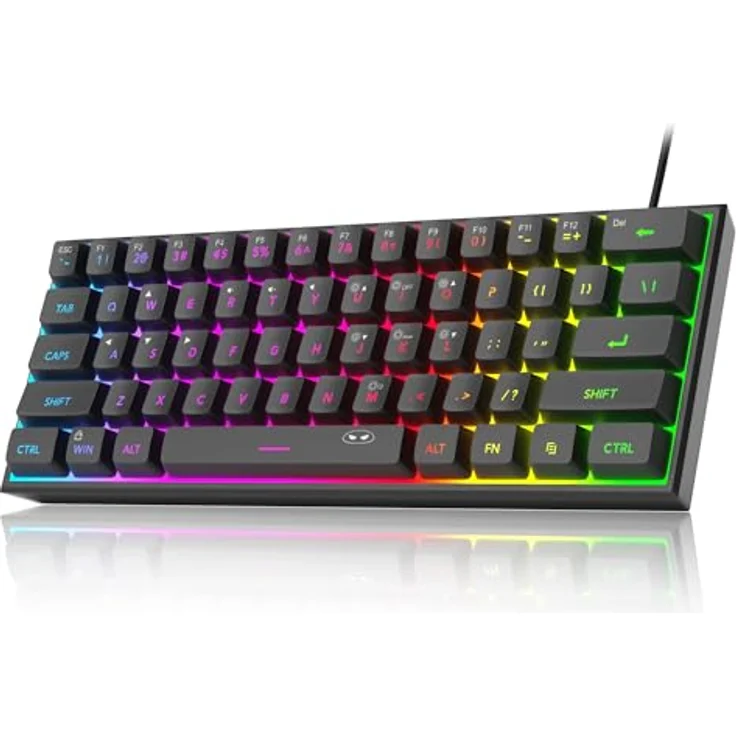 Magegee TS91, Kabelgebundene 60% Gaming-Tastatur mit RGB-Beleuchtung, Schwarz – Bild 1