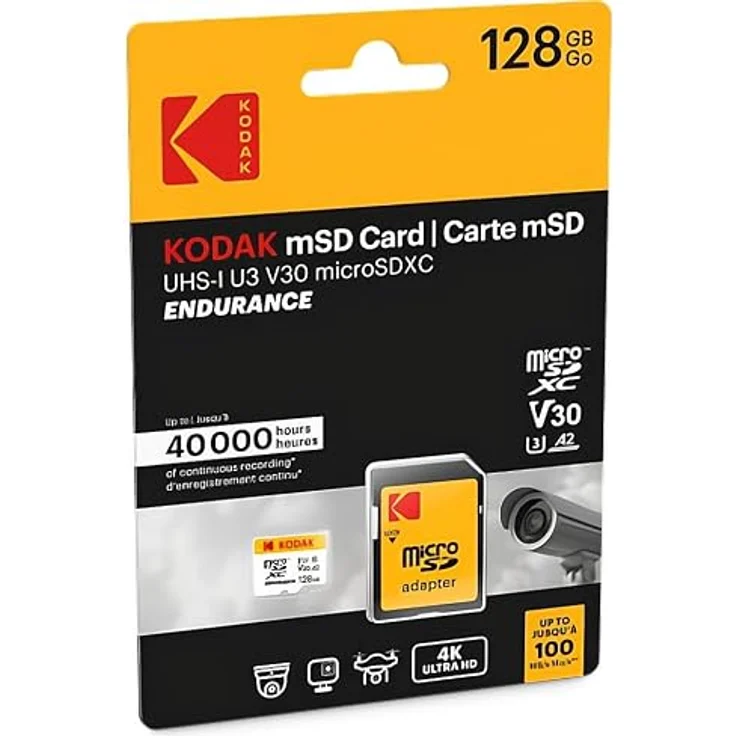 Kodak mSD UHS-I U3 A2 Endurance, 128 GB microSD Speicherkarte mit hoher Geschwindigkeit und Robustheit – Bild 2
