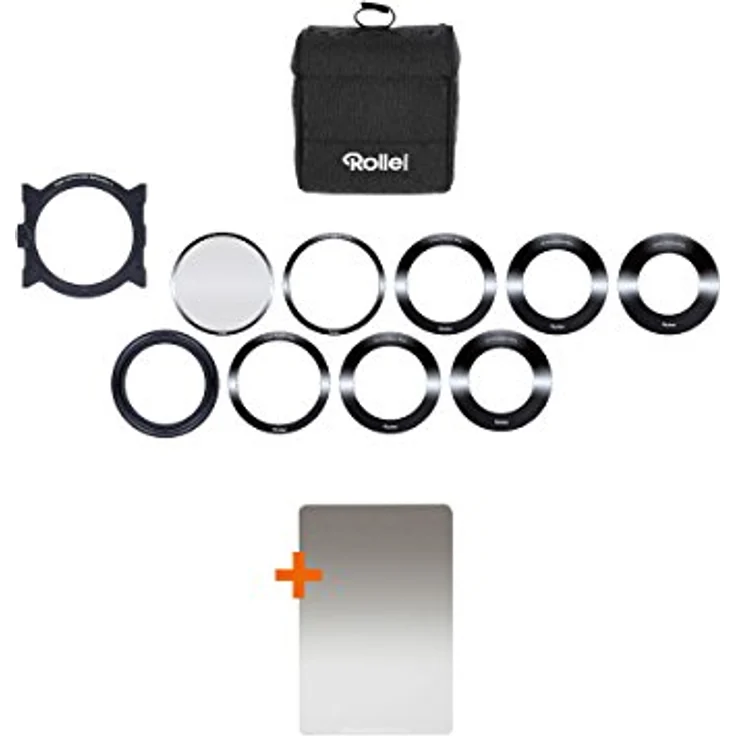 Rollei Mark II Filterhalter Starter Kit I Steckfiltersystem für 100mm Rechteckfilter, inkl Soft GND8 & CPL Filter, Objektivadapter 52 ? 82mm, Filtertasche – Bild 2