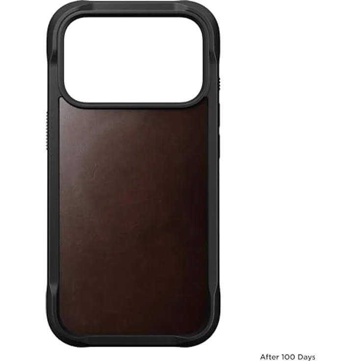 NOMAD Rugged Leather Case für iPhone 17 Pro, MagSafe-kompatible Schutzhülle aus Polycarbonat mit TPU-Bumper und matte PET-Rückseite, Rustic Brown Horween – Bild 3