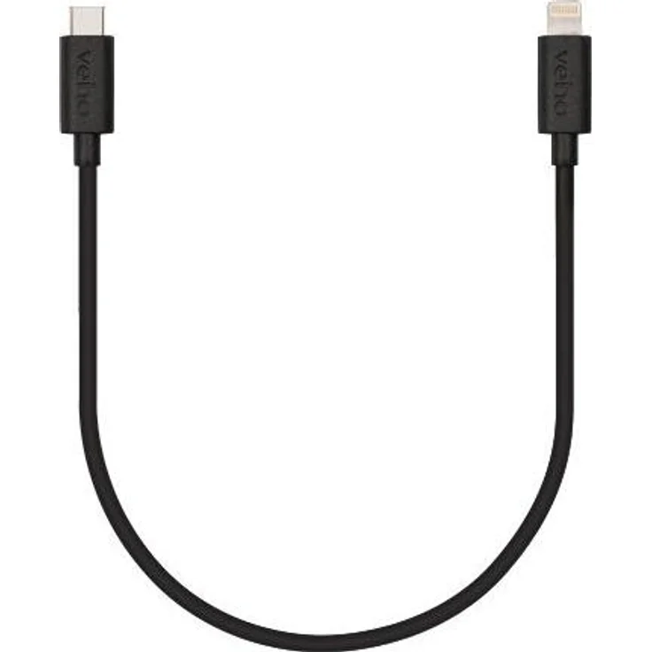Veho VCL-004-MFI-C-20CM, USB C zu Lightning Kabel, 0,2 m, schwarz, knickfest und flexibel, robuster Gummiüberzug