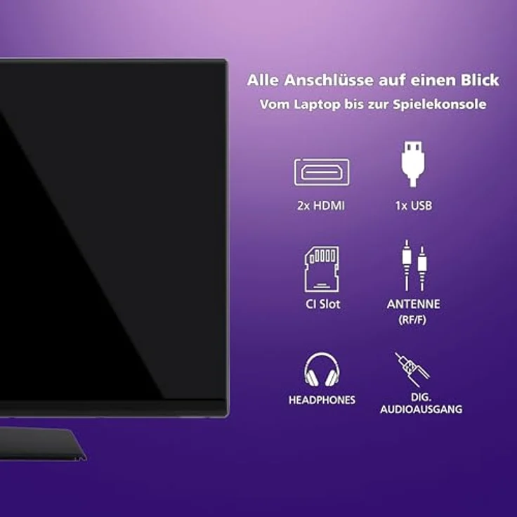 JVC LT-32VH4455 32 Zoll Fernseher (HD-Ready, LED TV, Triple-Tuner) schwarz – Bild 3