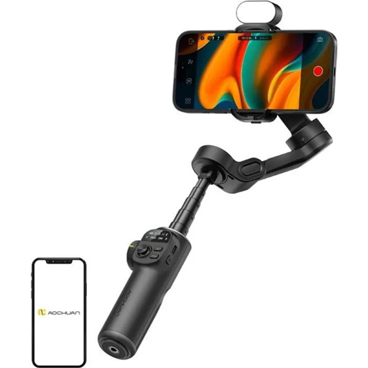 AOCHUAN X2 Gimbal, 3-Achsen Bildstabilisierung mit RGB Beleuchtung, schwarz