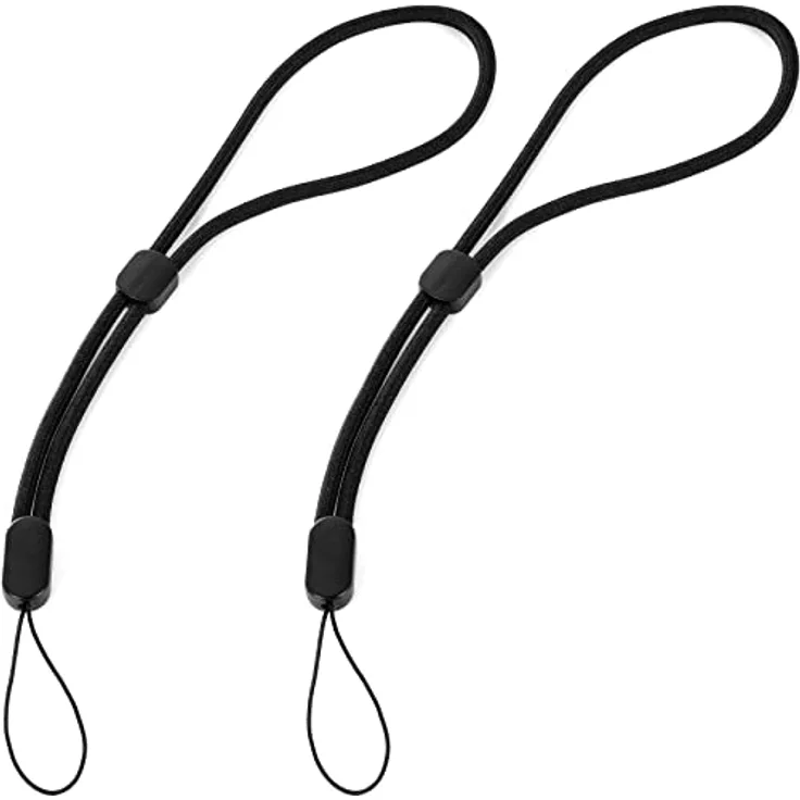 Poppstar 2x Nylon Handschlaufe Handgelenk-Schlaufe Trageband mit zwei Schlaufen (Doppelbefestigung) für USB-Stick Smartphone Kamera Schlüssel Action-Cam 32cm, schwarz
