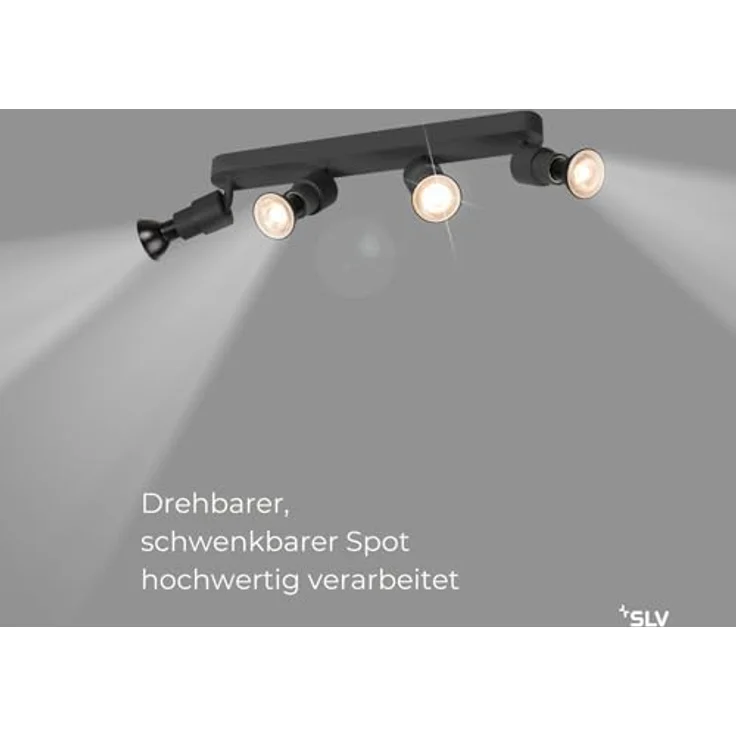 SLV PURI 2.0 BASIC, Deckenleuchte, Wandleuchte, Schwarz - Flexibel dreh- und schwenkbar, reduzierter, industrieller Look, für vielseitige Innenbeleuchtung – Bild 3