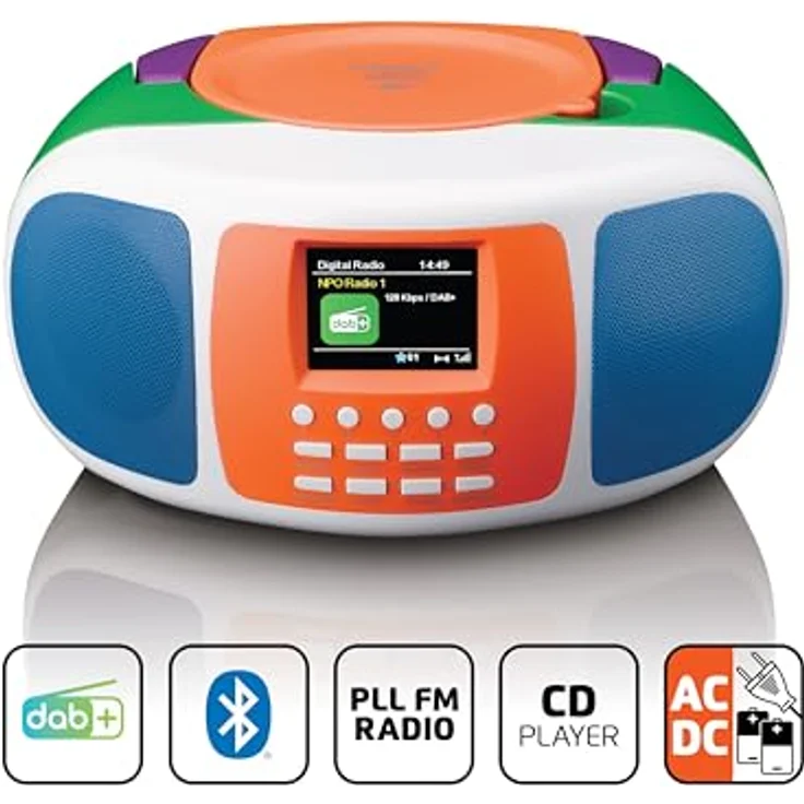 Lenco SCD-861KIDS, Tragbares DAB+/FM-Radio für Kinder mit Bluetooth 5.3, CD-Player, Stereo-Sound, Farbdisplay, Weckfunktion und Akku- & Netzbetrieb - Buntes Design – Bild 3