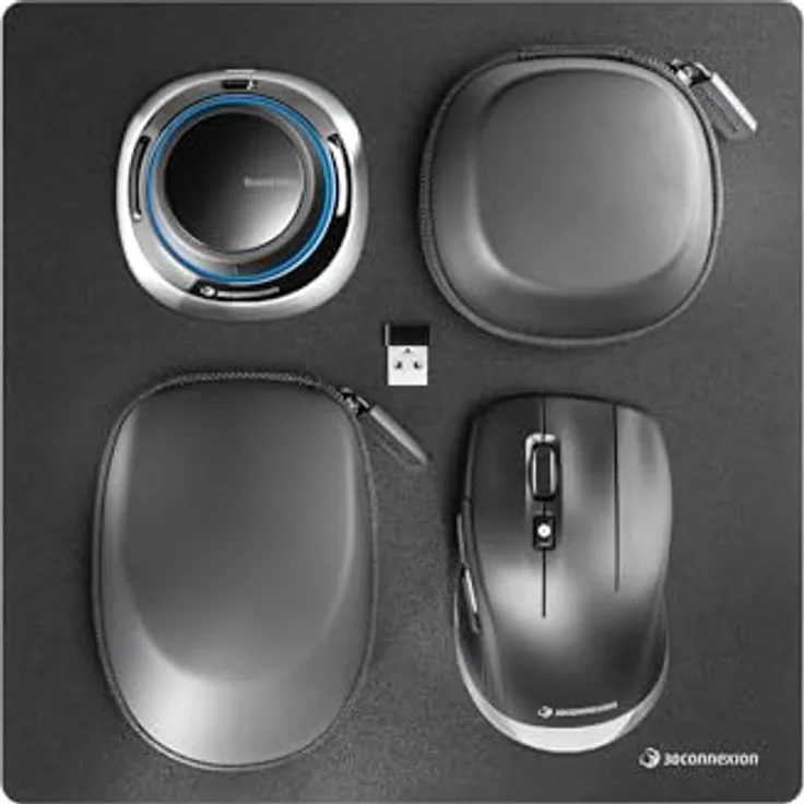 3Dconnexion SpaceMouse Wireless Kit 2 (Bluetooth Edition, Mobile Design-Lösung, für CAD und 3D, kabellos), Mattschwarz