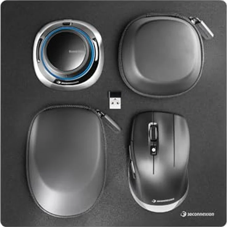 3Dconnexion SpaceMouse Wireless Kit 2 (Bluetooth Edition, Mobile Design-Lösung, für CAD und 3D, kabellos), Mattschwarz – Bild 1