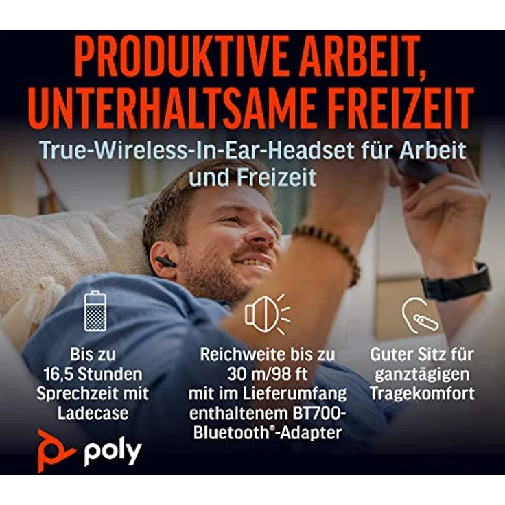 Poly Voyager Free 60+ UC schnurlose Ohrstöpsel (Plantronics) – Noise Cancelling-Mikrofone – ANC – Intelligente Ladetasche mit Touch-Steuerung – Kompatibel mit iPhone, Android, PC/Mac, Zoom und Teams - Preisvergleich – Bild 4