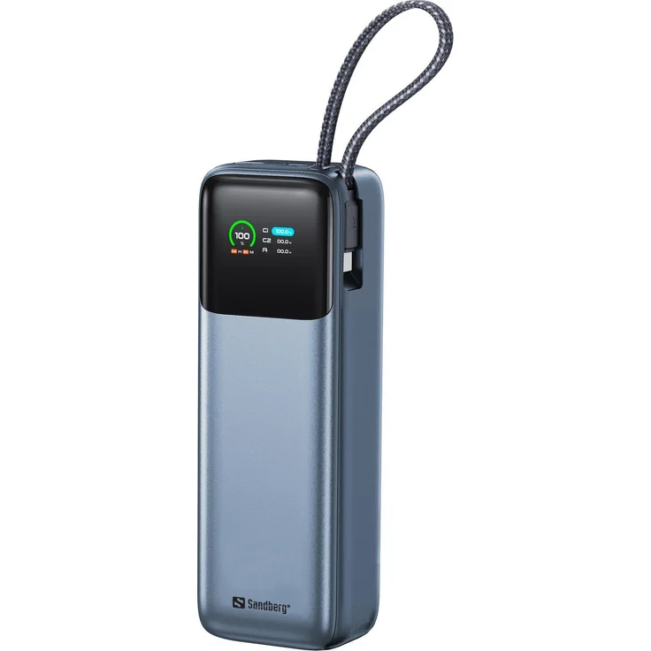 Sandberg All-in1 Powerbank 20000 PD130W, 20000 mAh, 130 W, USB-C und USB-A, grau/schwarz