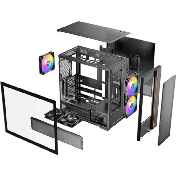 Antec FLUX Rear Midi Tower PC Gehäuse, ATX/Micro-ATX/ITX, schwarz, mit RGB-Beleuchtung und verbessertem Kabelmanagement – Bild 24