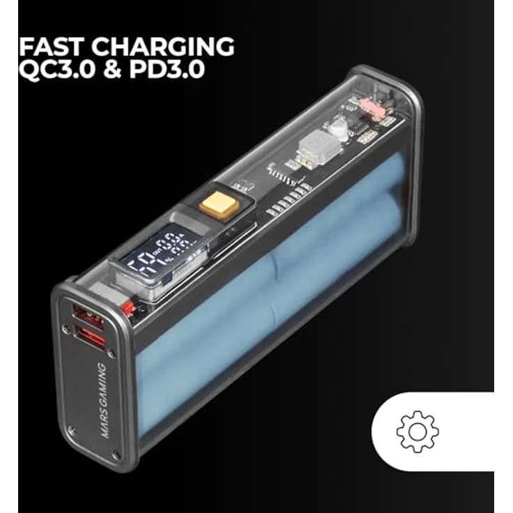MARSGAMING MPK-20K Power Bank 22.5W, Samsung 20000mAh Batterien, QC3.0 & PD3.0 Schnellladung, Smart Display, Schwarz – Bild 3