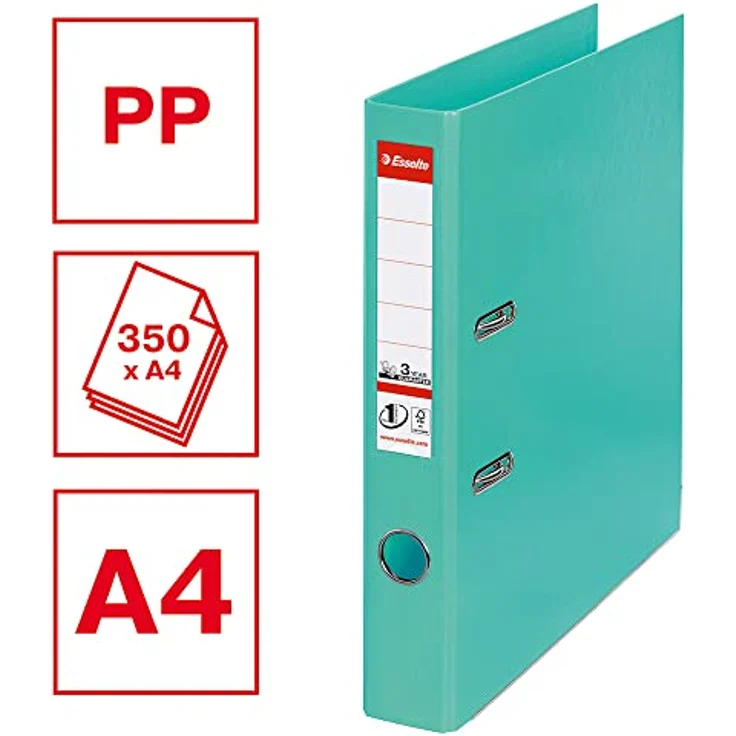 Esselte No.1 Plastik-Ordner, A4 schmal mit verbesserter Mechanik und Sichttasche, hellgrün – Bild 2